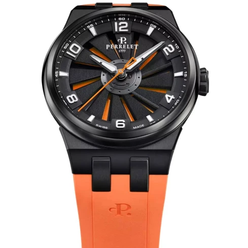 Мъжки ръчен часовник с автоматичен механизъм - корпус от Титан - Каучук - цвят Оранжев