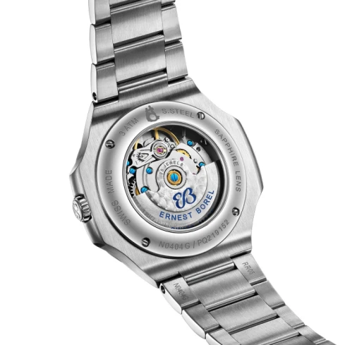 Мъжки ръчен часовник с автоматичен механизъм - корпус от Стомана - Стоманена верижка - цвят Син