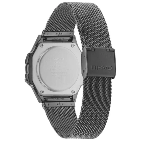 Мъжки ръчен часовник с кварцов механизъм - корпус от Полимер - Стоманена верижка - цвят Сив Черен