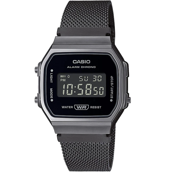 Мъжки ръчен часовник с кварцов механизъм - корпус от Полимер - Стоманена верижка - цвят Сив Черен