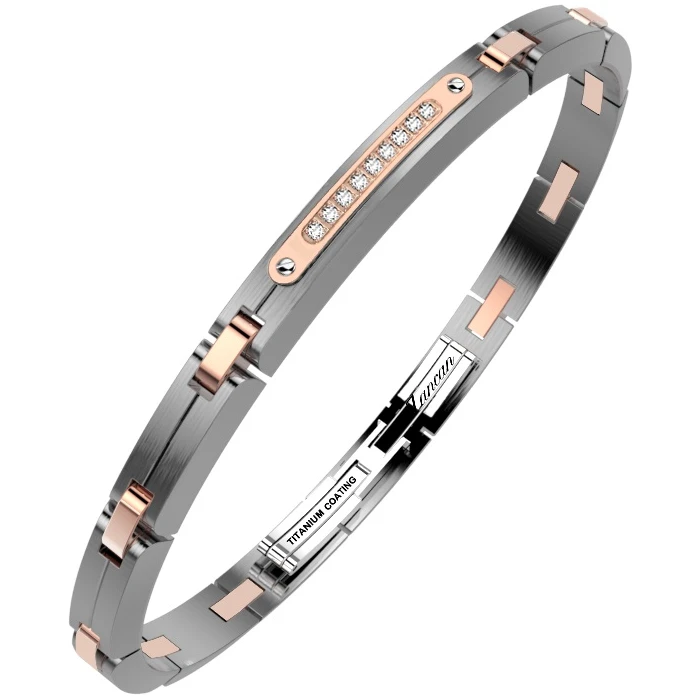 Мъжки гривна от Титан - с форма - Шпинел - PVD покрите в розово злато