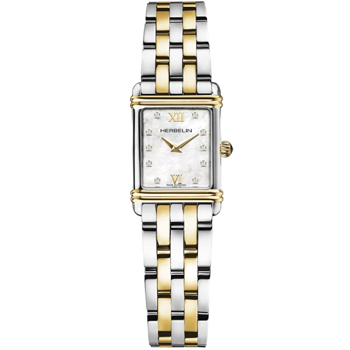 Дамски ръчен часовник с кварцов механизъм - корпус от Стомана - Естествена кожа - цвят Седеф