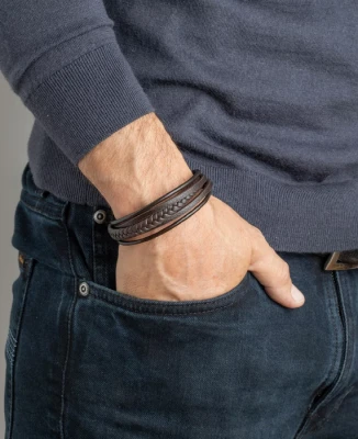 Мъжки гривна от 316l Кожа - с форма