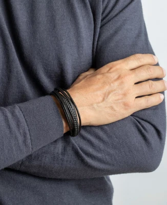 Мъжки гривна от 316l Кожа - с форма