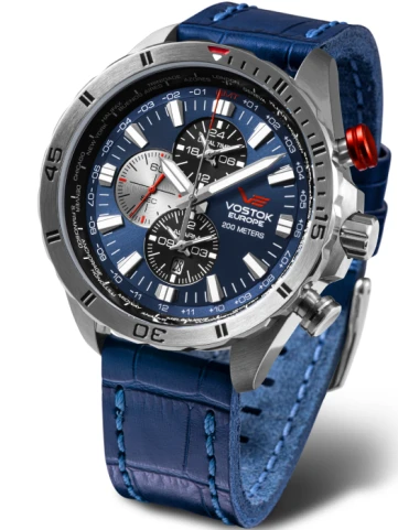 Мъжки часовник с кварцов механизъм - корпус от Стомана - Естествена кожа - цвят Син Син