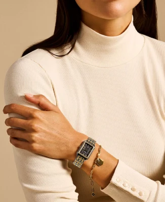 Унисекс ръчен часовник с кварцов механизъм - корпус от Стомана - Стоманена верижка - цвят Черен Кафяв