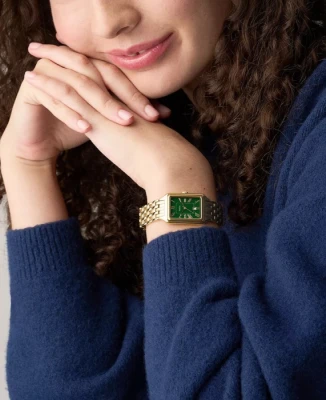 Дамски ръчен часовник с кварцов механизъм - корпус от Стомана - Стоманена верижка - цвят Зелен