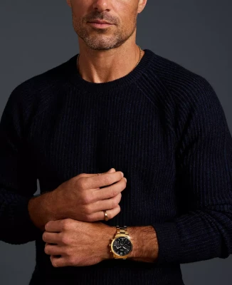 Мъжки ръчен часовник с кварцов механизъм - корпус от Стомана - Стоманена верижка - цвят Черен