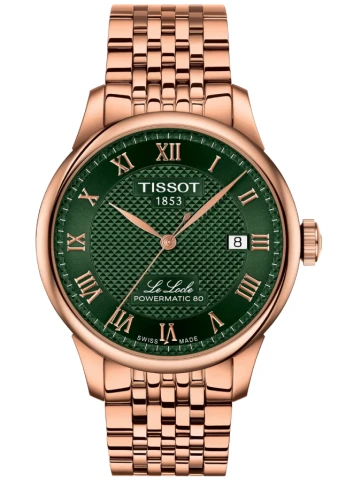 Мъжки часовник с автоматичен механизъм - корпус от Стомана - Стоманена верижка - цвят Зелен Злато