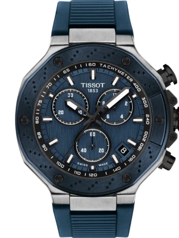 Tissot T141.417.27.041.00 T-Race - Мъжки ръчен часовник с кварцов механизъм - корпус от Стомана - Силиконова каишка - цвят Син