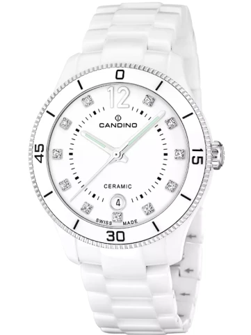 Candino C4794/2 Ceramic - Дамски часовник с кварцов механизъм - корпус от Керамика - Керамика - цвят Бял