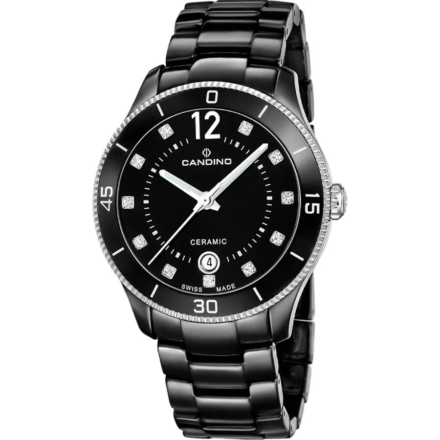 Дамски часовник с кварцов механизъм - корпус от Керамика - Керамика - цвят Черен