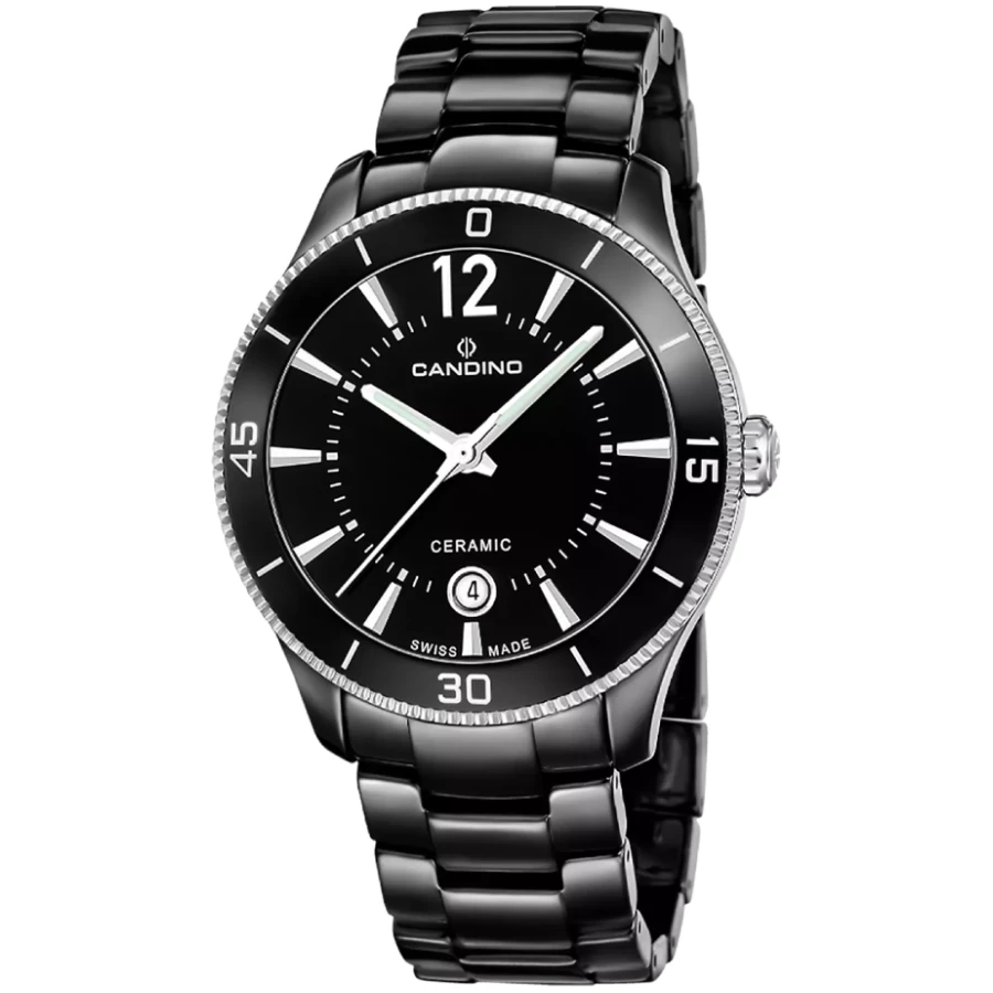 Candino C4795/2 Ceramic - Дамски ръчен часовник с кварцов механизъм - корпус от Керамика - Керамика - цвят Черен