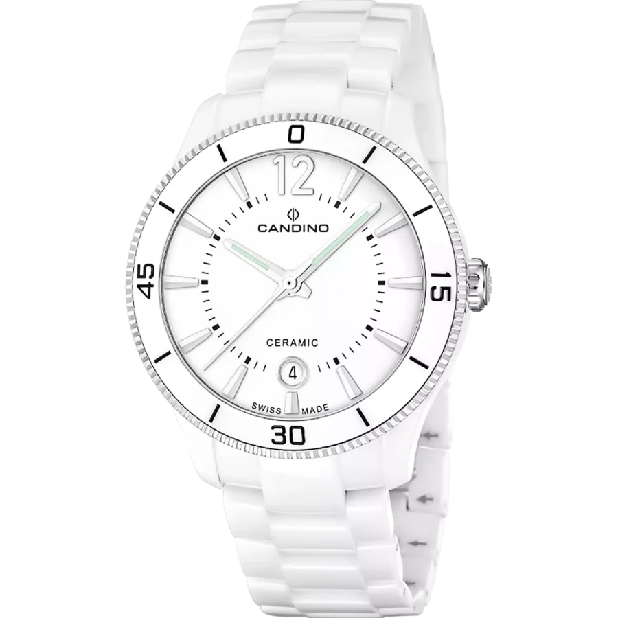 Candino C4794/3 Ceramic - Дамски ръчен часовник с кварцов механизъм - корпус от Керамика - Керамика - цвят Бял