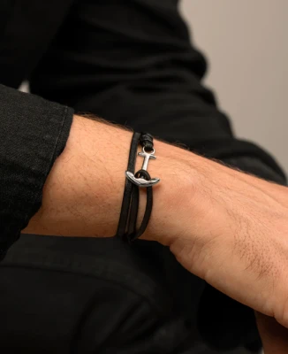 Мъжки гривна от MS Рециклирана стомана - с форма Котва