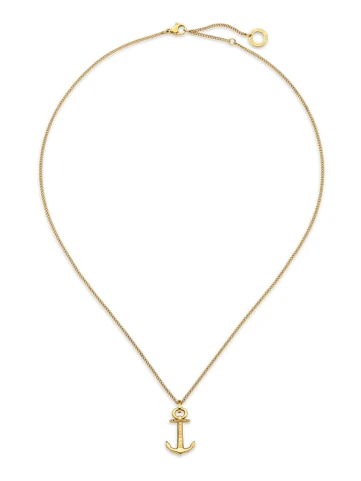 Мъжки колие от MS Рециклирана стомана - с форма Котва - - Златно покритие