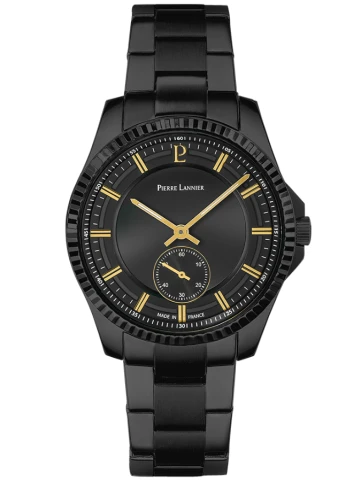 Мъжки ръчен часовник с кварцов механизъм - корпус от Стомана - Естествена кожа - цвят Черен Кафяв