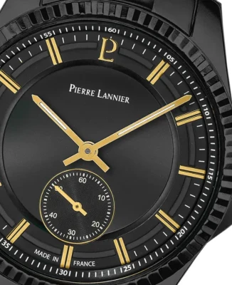 Мъжки ръчен часовник с кварцов механизъм - корпус от Стомана - Естествена кожа - цвят Черен Кафяв