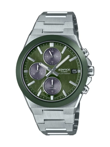 Унисекс ръчен часовник с солар механизъм - корпус от Стомана - Стоманена верижка - цвят Зелен