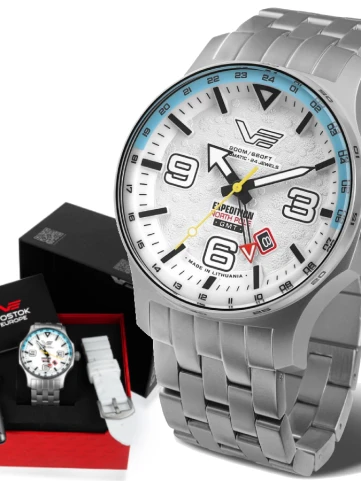 Мъжки ръчен часовник с автоматичен механизъм - корпус от Стомана - Силиконова каишка - цвят Бял Сив