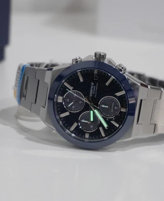 Мъжки ръчен часовник с солар механизъм - корпус от Стомана - Стоманена верижка - цвят Син