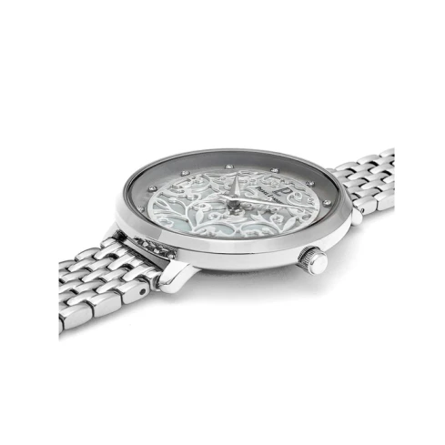 Дамски ръчен часовник с кварцов механизъм - корпус от Стомана - Стоманена верижка - цвят Седеф Сив