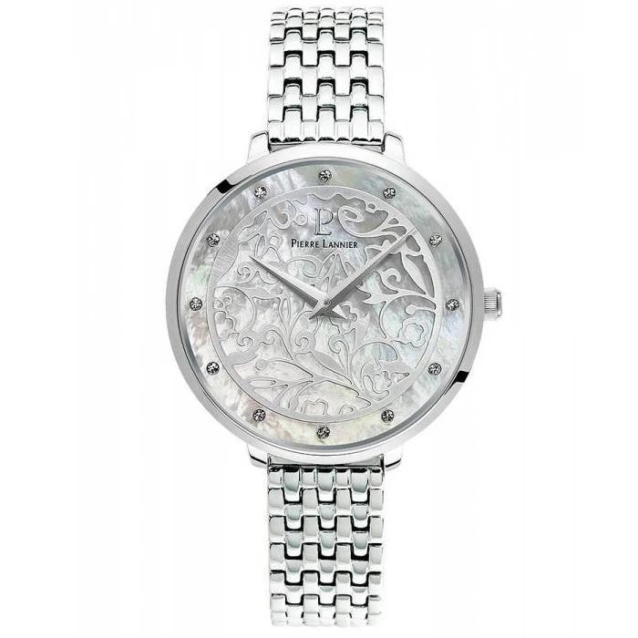 Дамски ръчен часовник с кварцов механизъм - корпус от Стомана - Стоманена верижка - цвят Седеф Сив