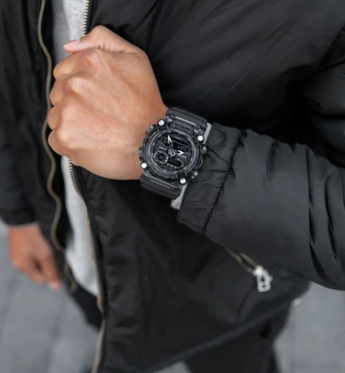 Мъжки ръчен часовник с кварцов механизъм - корпус от Полимер - Полимер - цвят Черен Черен