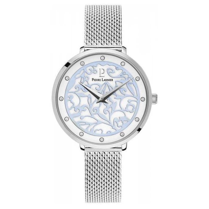 Дамски ръчен часовник с кварцов механизъм - корпус от Стомана - Меш - цвят Бял Сив