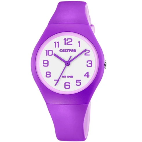 Унисекс ръчен часовник с кварцов механизъм - корпус от Полимер - Полимер - цвят Бял Лилав