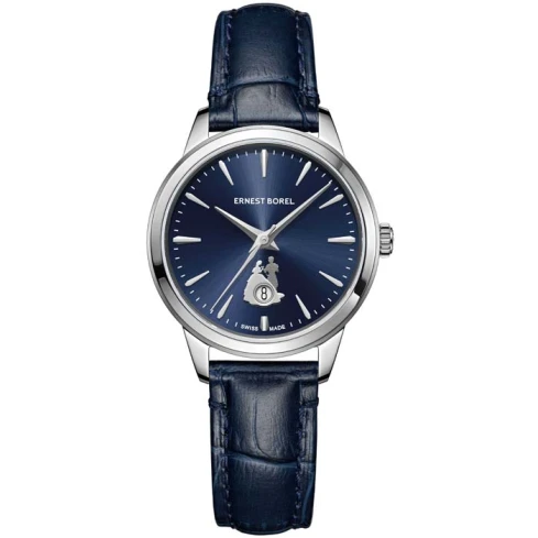 Ernest Borel N0520L0D-MS6L Heartful - Дамски ръчен часовник с автоматичен механизъм - корпус от Стомана - Естествена кожа - цвят Син Син