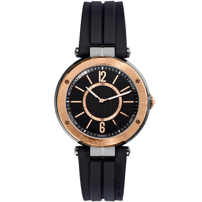 Мъжки ръчен часовник с кварцов механизъм - корпус от Стомана - Каучук - цвят Черен Черен