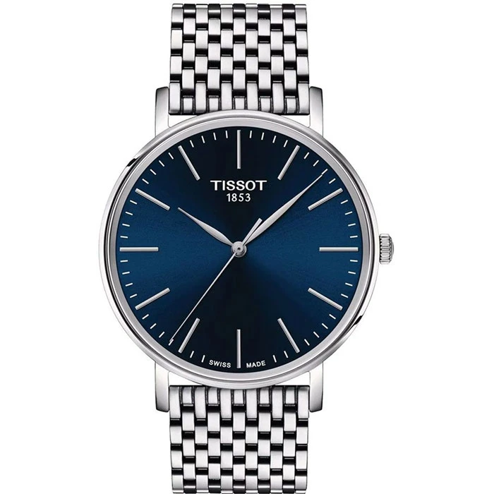 Мъжки ръчен часовник с кварцов механизъм - корпус от Стомана - Стоманена верижка - цвят Син Сив