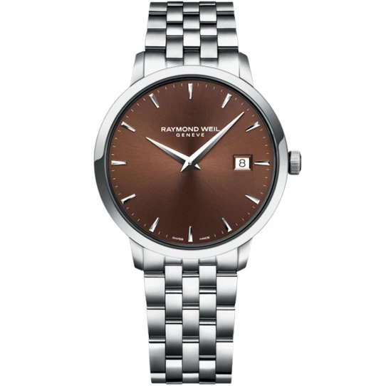 Мъжки ръчен часовник с кварцов механизъм - корпус от Стомана - Стоманена верижка - цвят Кафяв Сив