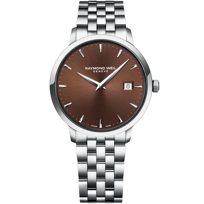 Мъжки ръчен часовник с кварцов механизъм - корпус от Стомана - Стоманена верижка - цвят Кафяв Сив