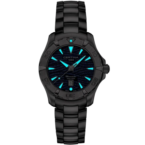 Certina C032.251.11.041.09 DS Action - Дамски ръчен часовник с кварцов механизъм - корпус от Стомана - Стоманена верижка - цвят Син Сив