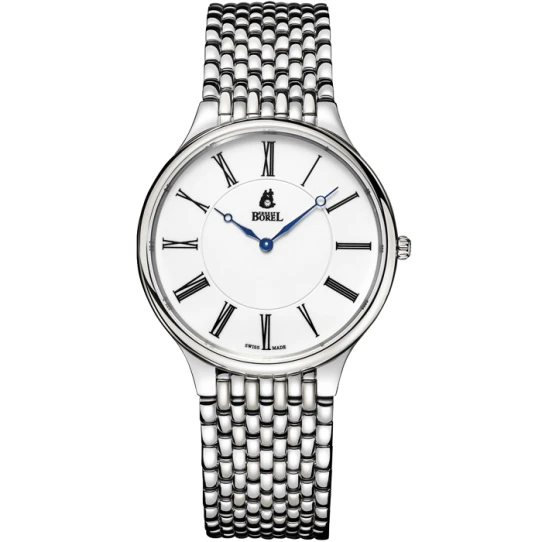 Мъжки ръчен часовник с кварцов механизъм - корпус от Стомана - Стоманена верижка - цвят Бял Сив