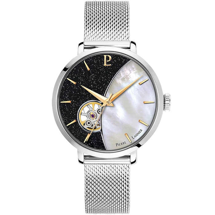 Дамски ръчен часовник с автоматичен механизъм - корпус от Стомана - Меш - цвят Седеф Сив