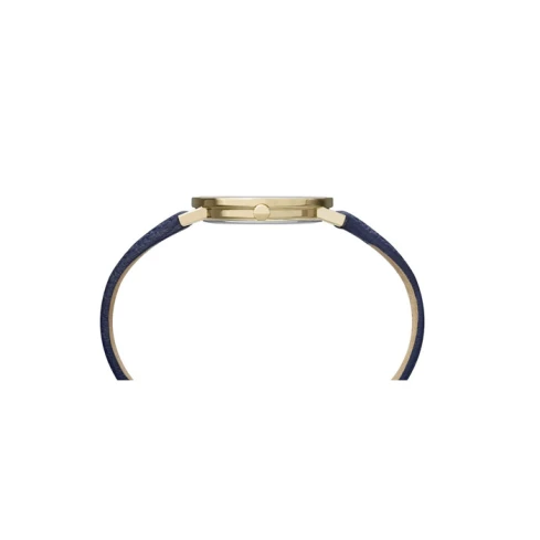 Дамски ръчен часовник с кварцов механизъм - корпус от Стомана - Естествена кожа - цвят Син Син