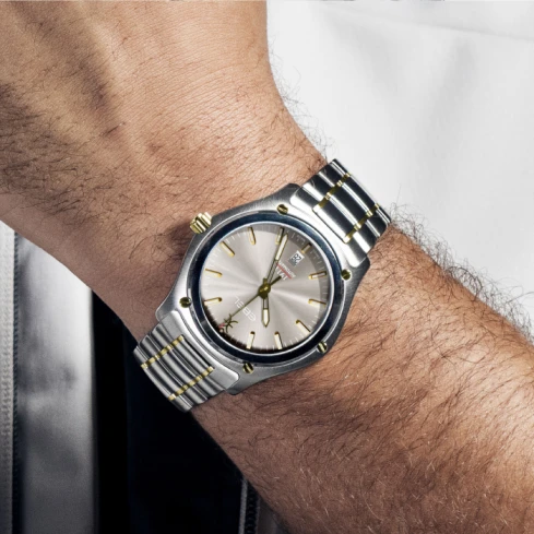 Ebel 1216616 1911 - Мъжки ръчен часовник с автоматичен механизъм - корпус от Стомана - Стоманена верижка - цвят Сребрист Злато