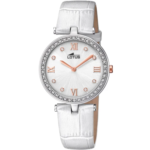 Дамски ръчен часовник с кварцов механизъм - корпус от Стомана - Естествена кожа - цвят Бял Бял