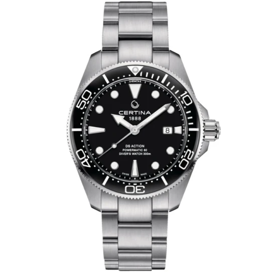 Мъжки ръчен часовник с автоматичен механизъм - корпус от Стомана - Стоманена верижка - цвят Черен Сив