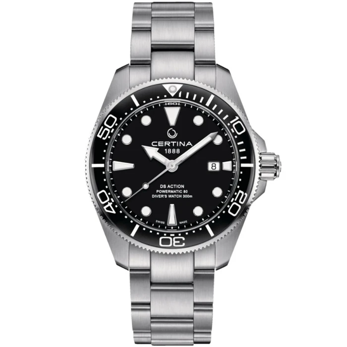 Мъжки ръчен часовник с автоматичен механизъм - корпус от Стомана - Стоманена верижка - цвят Черен Сив