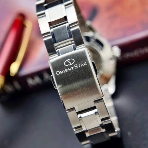 Мъжки ръчен часовник с автоматичен механизъм - корпус от Стомана - Стоманена верижка - цвят Син Сив