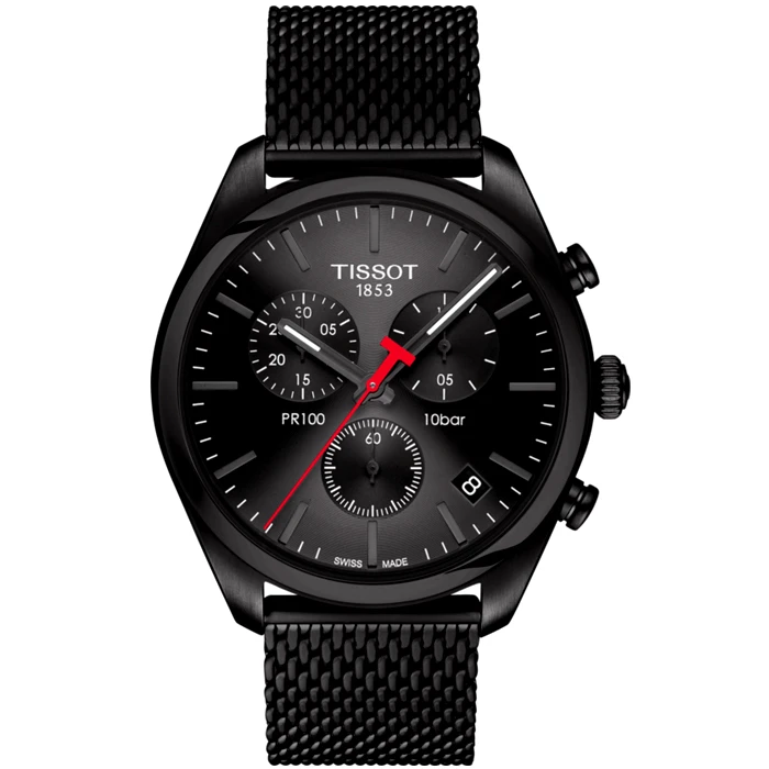 Мъжки ръчен часовник с кварцов механизъм - корпус от Стомана - Стоманена верижка - цвят Черен Черен