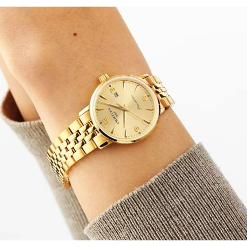 Дамски ръчен часовник с кварцов механизъм - корпус от Стомана - Златна верижка - цвят Злато