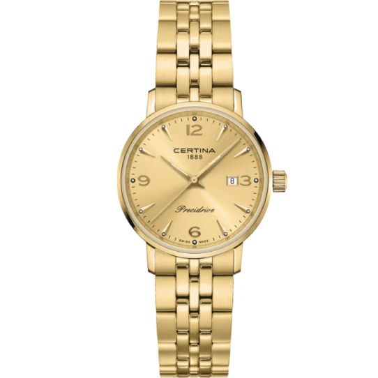 Certina C035.210.33.367.00 DS Caimano - Дамски ръчен часовник с кварцов механизъм - корпус от Стомана - Златна верижка - цвят Злато