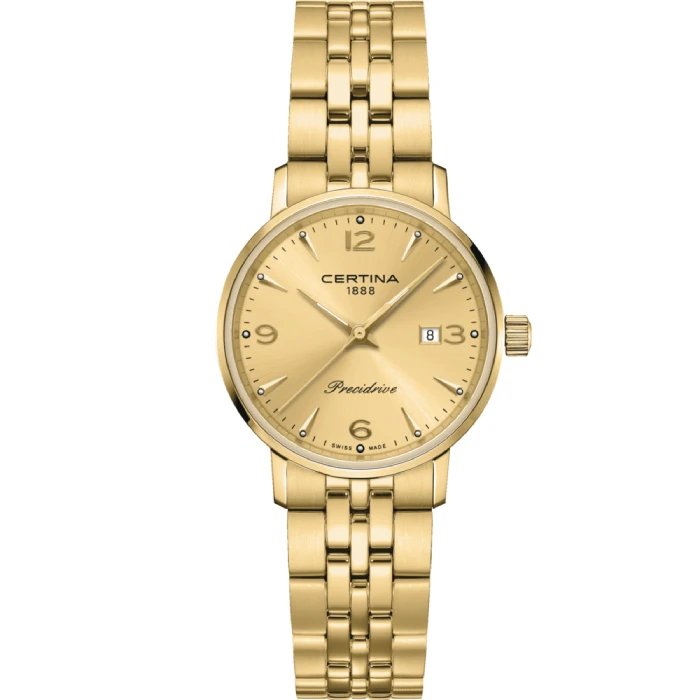 Дамски ръчен часовник с кварцов механизъм - корпус от Стомана - Златна верижка - цвят Злато