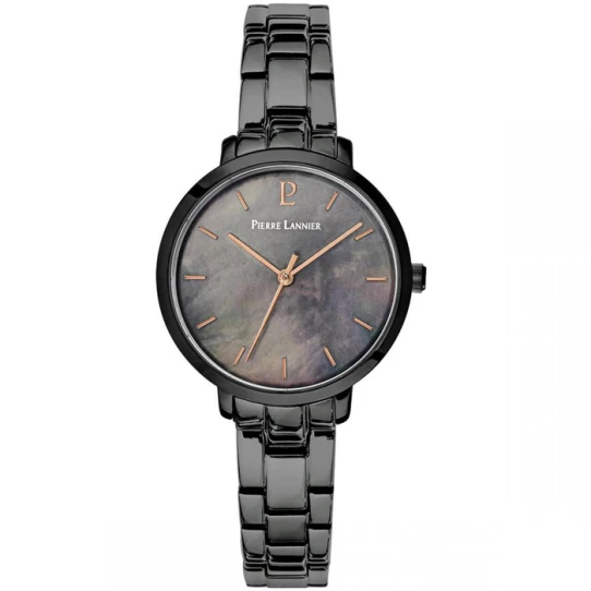 Дамски ръчен часовник с кварцов механизъм - корпус от Стомана - Стоманена верижка - цвят Седеф Черен