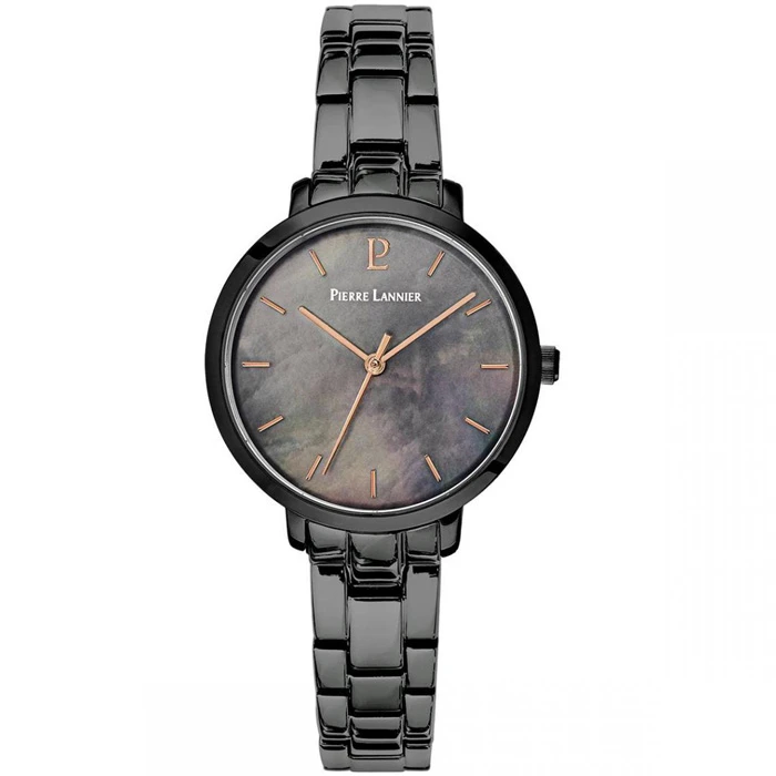 Дамски ръчен часовник с кварцов механизъм - корпус от Стомана - Стоманена верижка - цвят Седеф Черен